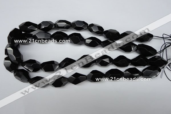 CNG606 12*20mm – 14*24mm faceted nuggets black agate beads