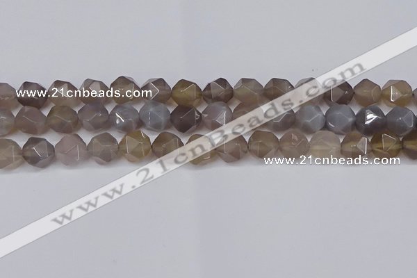 CNG6081 15.5 inches 8mm faceted nuggets grey agate beads