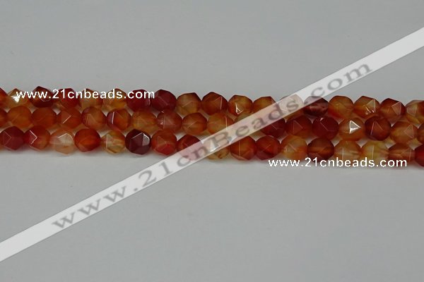 CNG6087 15.5 inches 8mm faceted nuggets red agate beads