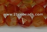 CNG6158 15.5 inches 10mm faceted nuggets red agate beads