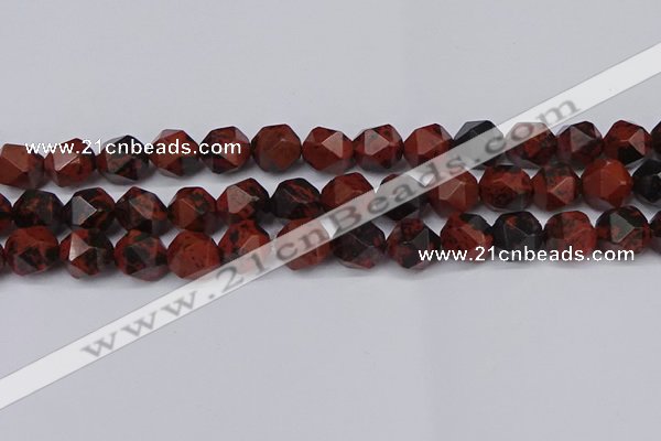 CNG6183 15.5 inches 10mm faceted nuggets mahogany obsidian beads