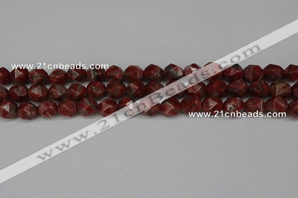 CNG6198 15.5 inches 10mm faceted nuggets brecciated jasper beads