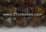 CNG6199 15.5 inches 10mm faceted nuggets coffee jasper beads