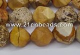 CNG6201 15.5 inches 10mm faceted nuggets picture jasper beads