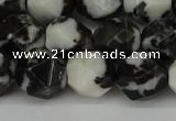 CNG6203 15.5 inches 10mm faceted nuggets black & white jasper beads