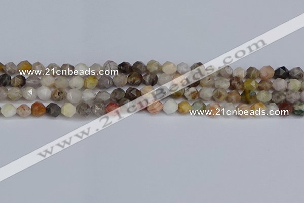 CNG6221 15.5 inches 6mm faceted nuggets silver needle agate beads