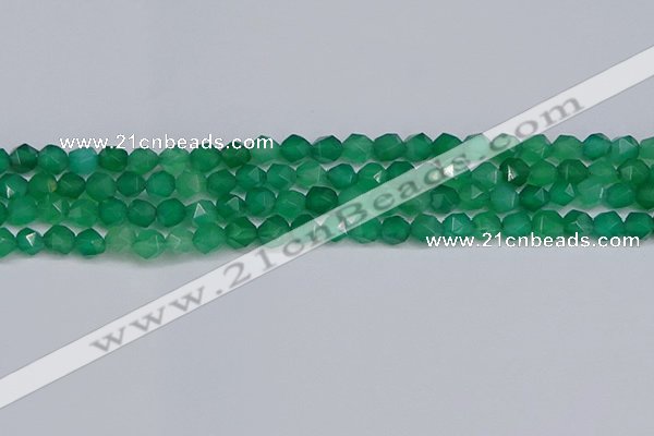 CNG6226 15.5 inches 6mm faceted nuggets green agate beads