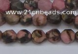 CNG6252 15.5 inches 6mm faceted nuggets rhodonite beads