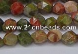 CNG6254 15.5 inches 6mm faceted nuggets unakite beads wholesale