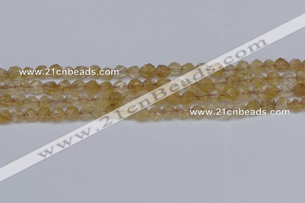 CNG6259 15.5 inches 6mm faceted nuggets coffee cherry quartz beads