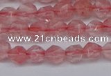 CNG6260 15.5 inches 6mm faceted nuggets cherry quartz beads