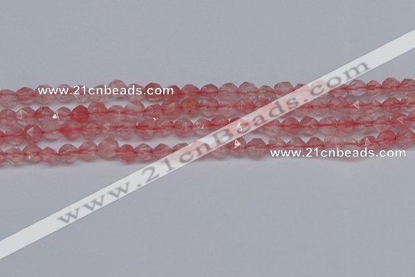 CNG6260 15.5 inches 6mm faceted nuggets cherry quartz beads