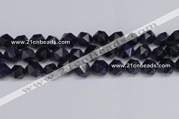 CNG6297 15.5 inches 14mm faceted nuggets blue goldstone beads