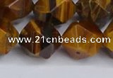 CNG6299 15.5 inches 14mm faceted nuggets yellow tiger eye beads