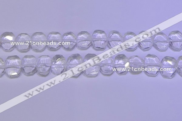 CNG6300 13*18mm - 15*20mm faceted freeform white crystal beads