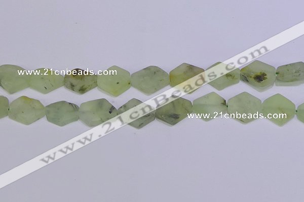 CNG6357 14*18mm - 16*22mm freeform green matte rutilated quartz beads