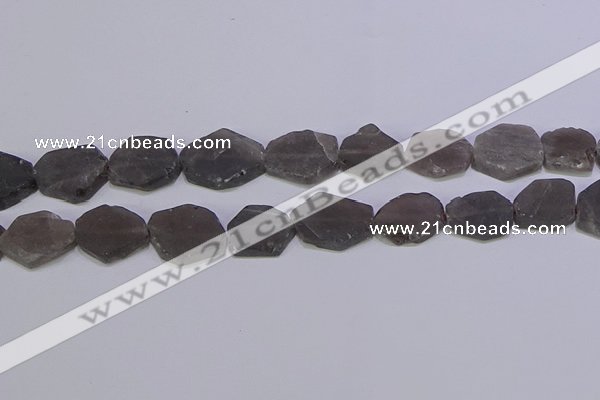 CNG6359 15.5 inches 14*18mm - 16*22mm freeform matte smoky quartz beads