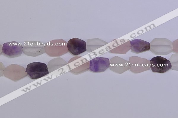 CNG6364 15.5 inches 14*18mm - 16*22mm freeform matte mixed quartz beads