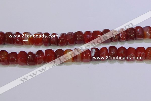 CNG6383 15.5 inches 6*14mm - 8*14mm nuggets red agate beads