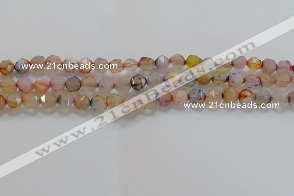 CNG6501 15.5 inches 8mm faceted nuggets agate beads wholesale