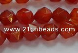 CNG6505 15.5 inches 8mm faceted nuggets red agate beads