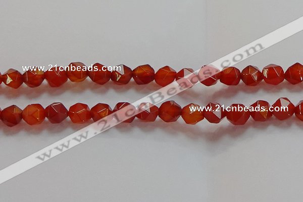 CNG6506 15.5 inches 10mm faceted nuggets red agate beads