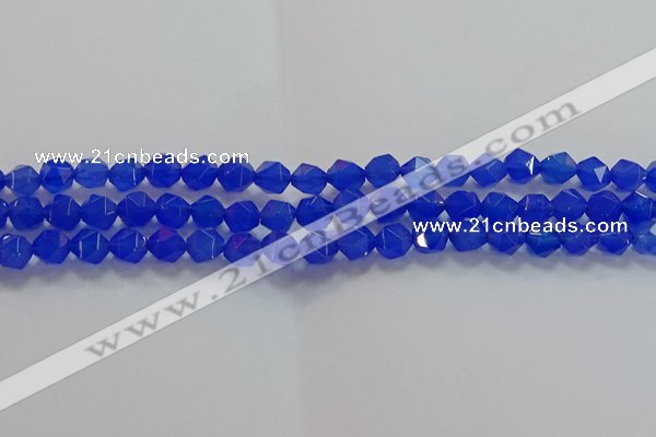 CNG6508 15.5 inches 6mm faceted nuggets blue agate beads