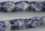 CNG651 15.5 inches 13*18mm faceted nuggets blue spot gemstone beads