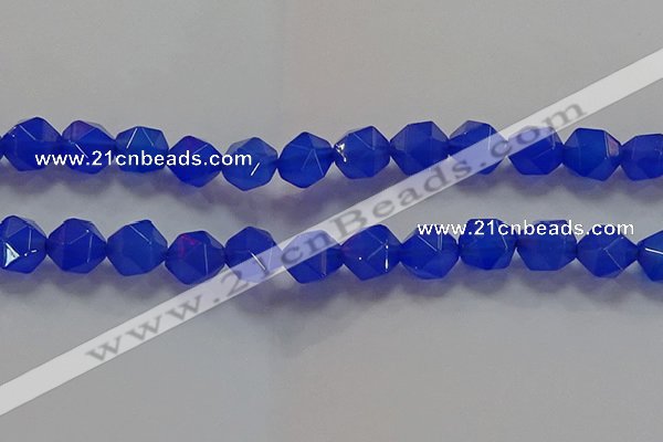 CNG6511 15.5 inches 12mm faceted nuggets blue agate beads