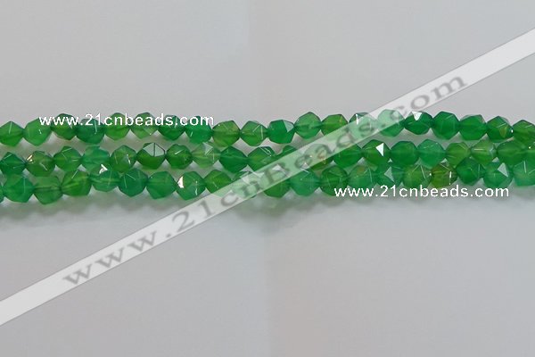 CNG6512 15.5 inches 6mm faceted nuggets green agate beads