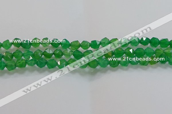 CNG6513 15.5 inches 8mm faceted nuggets green agate beads