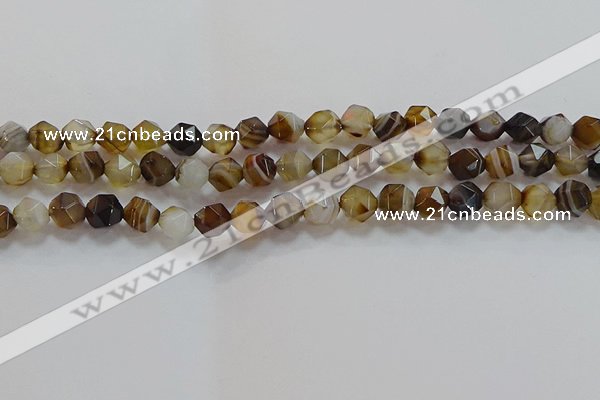 CNG6517 15.5 inches 8mm faceted nuggets line agate beads