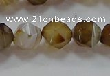 CNG6518 15.5 inches 10mm faceted nuggets line agate beads
