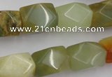 CNG652 15.5 inches 13*18mm faceted nuggets flower jade beads