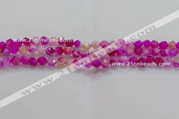 CNG6520 15.5 inches 6mm faceted nuggets line agate beads