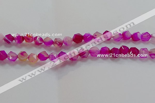 CNG6522 15.5 inches 10mm faceted nuggets line agate beads