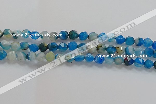 CNG6525 15.5 inches 8mm faceted nuggets line agate beads