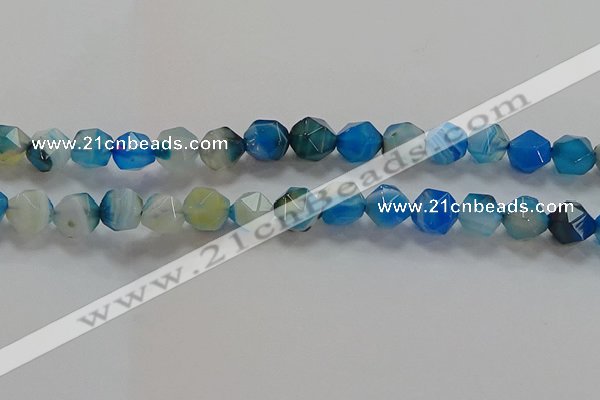 CNG6526 15.5 inches 10mm faceted nuggets line agate beads