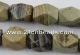 CNG653 15.5 inches 13*18mm faceted nuggets silver leaf jasper beads