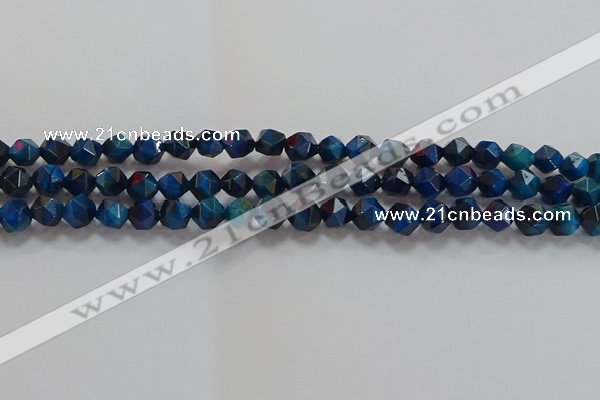 CNG6538 15.5 inches 6mm faceted nuggets blue tiger eye beads