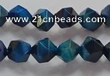 CNG6539 15.5 inches 8mm faceted nuggets blue tiger eye beads