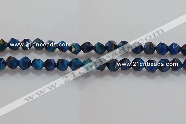 CNG6540 15.5 inches 10mm faceted nuggets blue tiger eye beads