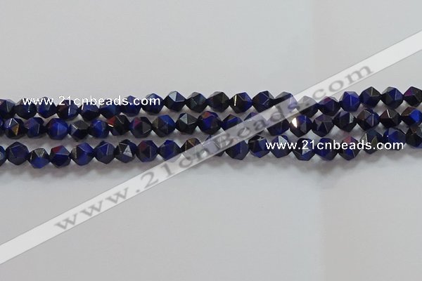 CNG6542 15.5 inches 6mm faceted nuggets blue tiger eye beads