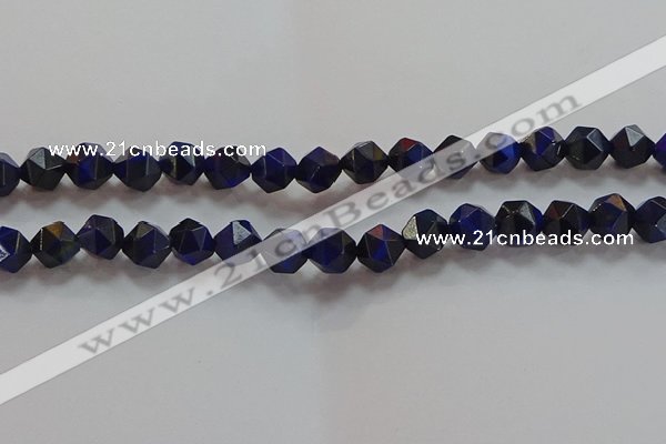 CNG6543 15.5 inches 8mm faceted nuggets blue tiger eye beads