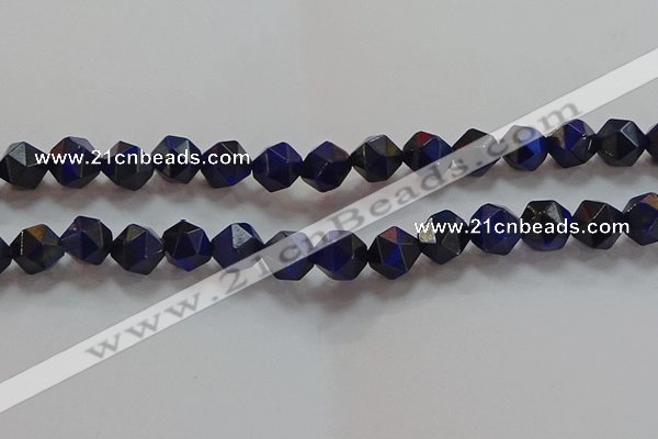 CNG6544 15.5 inches 10mm faceted nuggets blue tiger eye beads