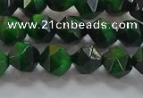 CNG6546 15.5 inches 6mm faceted nuggets green tiger eye beads