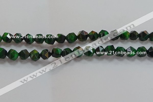 CNG6548 15.5 inches 10mm faceted nuggets green tiger eye beads