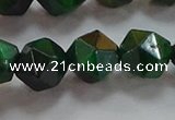 CNG6549 15.5 inches 12mm faceted nuggets green tiger eye beads