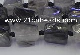 CNG6821 15.5 inches 5*8mm - 8*12mm nuggets black rutilated quartz beads