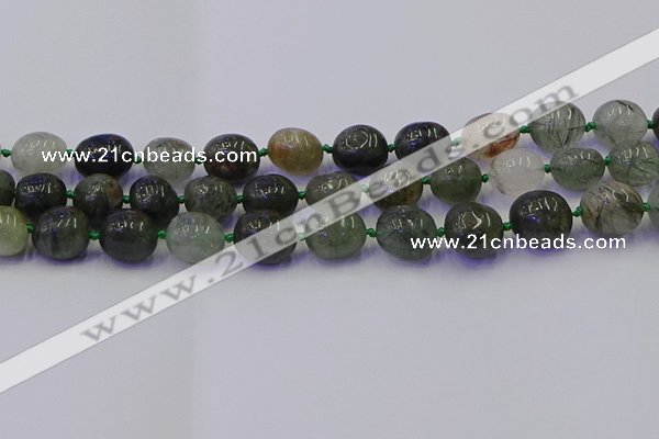 CNG6871 8*12mm - 10*14mm nuggets green rutilated quartz beads